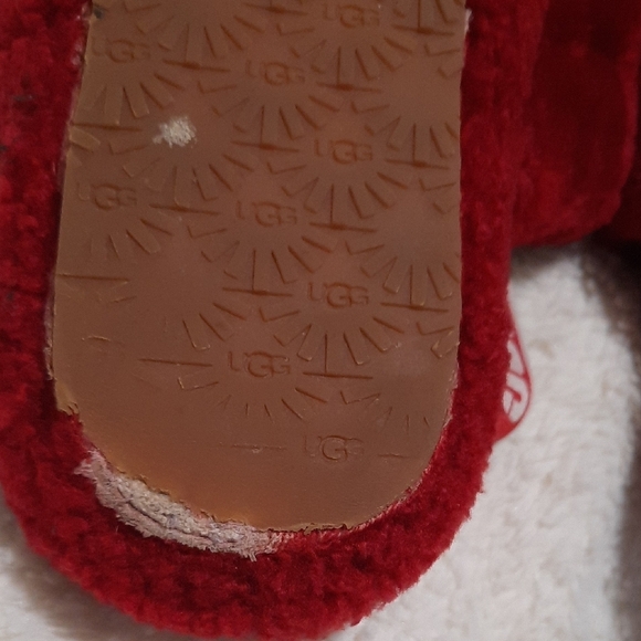 UGG Red Plush Slide Slippers - Picture 8 of 9